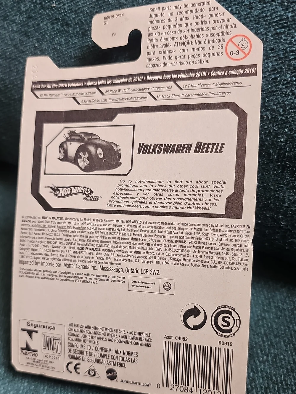 Hot Wheels Volkswagen Beetle 2010 HW Premiere Blue & White
